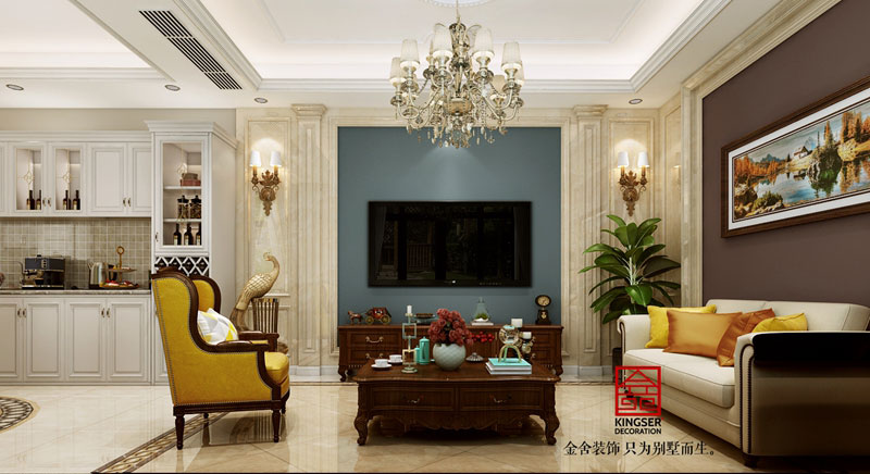 龍湖天宸原著-美式風(fēng)格客-餐廳效果圖