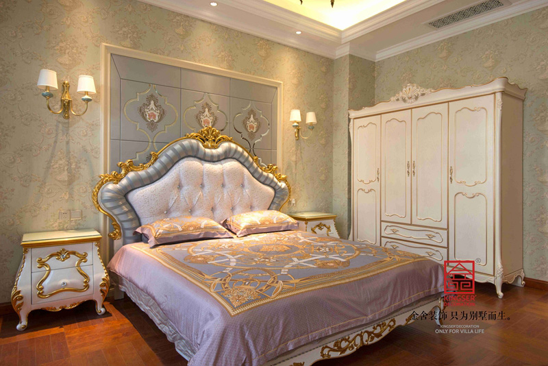 鑫界王府600平別墅裝修設(shè)計(jì)歐式風(fēng)格臥室實(shí)景圖