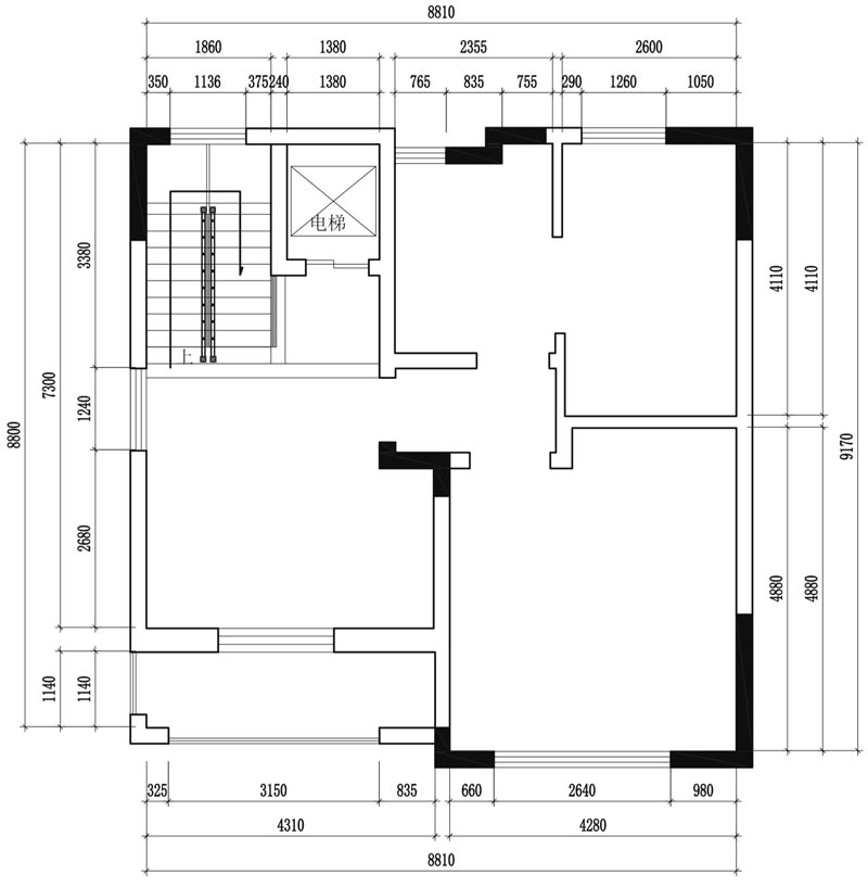 西山林語365㎡三層原始平面圖