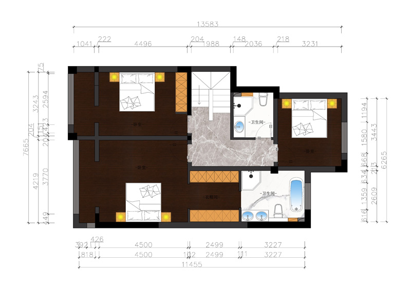 西山林語(yǔ)二期260平下疊戶型裝修設(shè)計(jì)