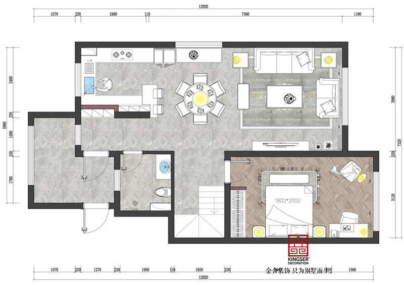 上疊戶型  200㎡一層平面布局