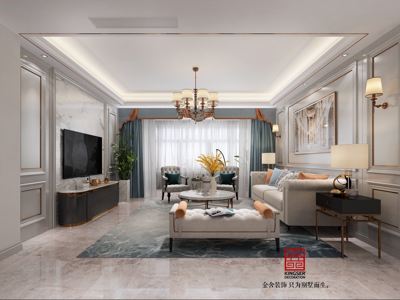 榮盛和府194㎡美式風格研發(fā)設(shè)計效果圖