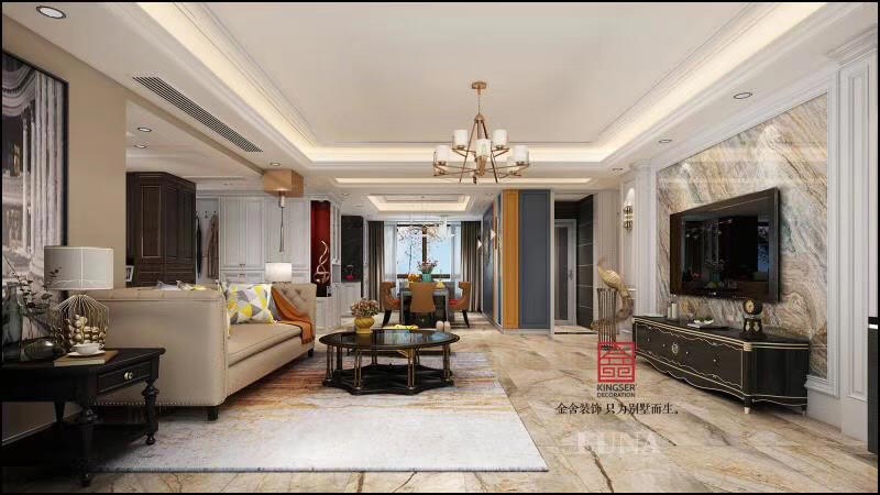 深州國賓壹號(hào)200平傳統(tǒng)美式風(fēng)格裝修效果圖