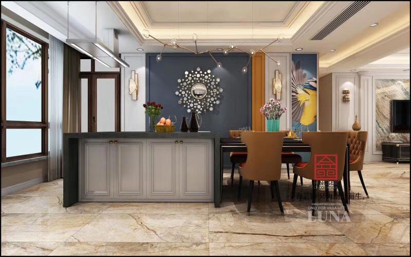 深州國賓壹號(hào)200平傳統(tǒng)美式風(fēng)格裝修效果圖