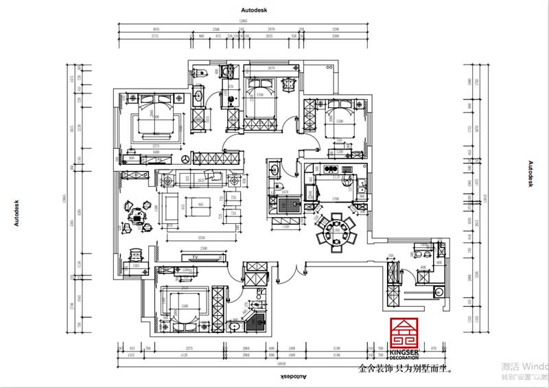 榮盛華府185平米戶型改造設(shè)計-平面布置圖