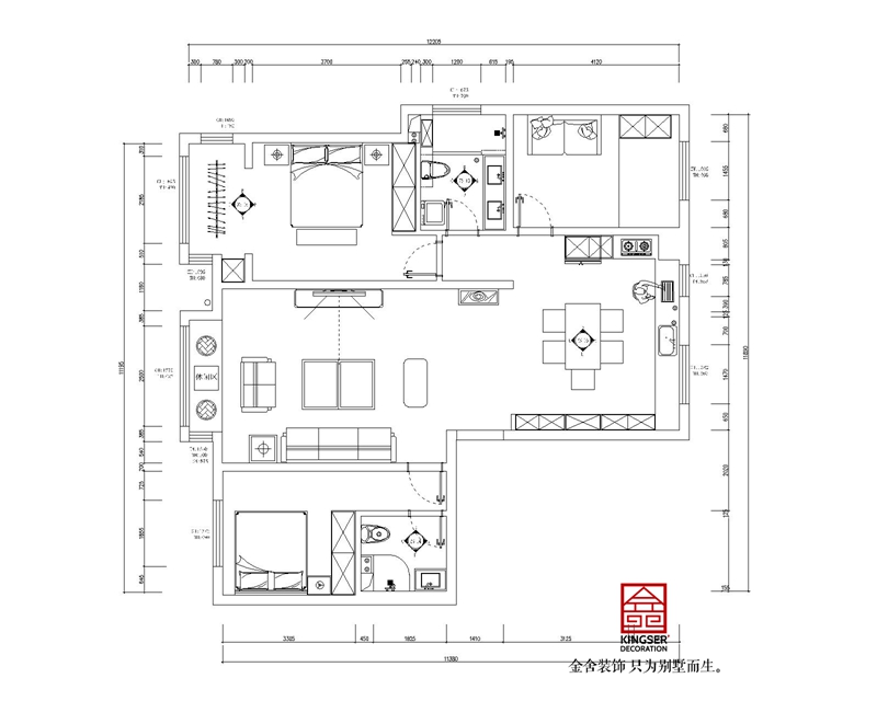 保定假日麗城裝修三室兩廳戶型改造方案