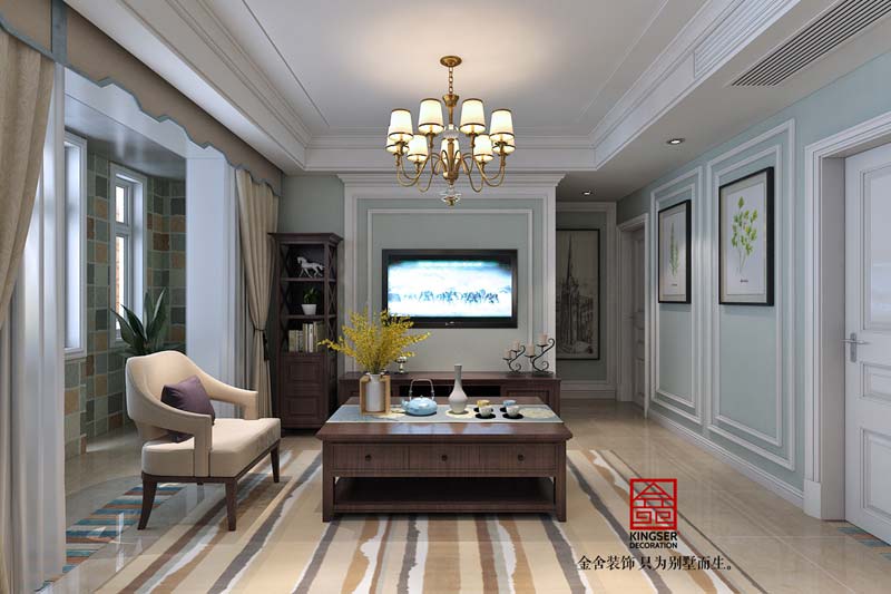 國(guó)賓壹號(hào)108平米清新美式裝修設(shè)計(jì)