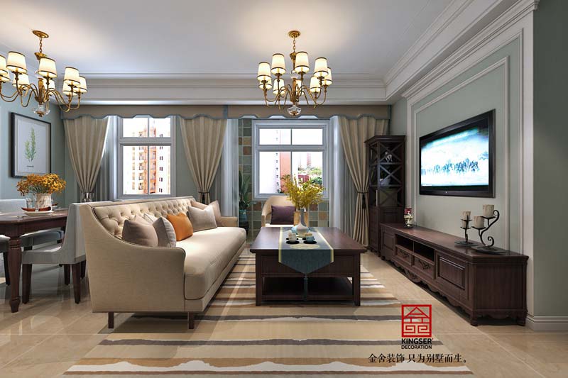 國(guó)賓壹號(hào)108平米清新美式裝修設(shè)計(jì)