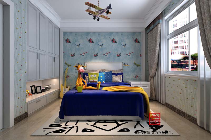 國(guó)賓壹號(hào)108平米清新美式裝修設(shè)計(jì)