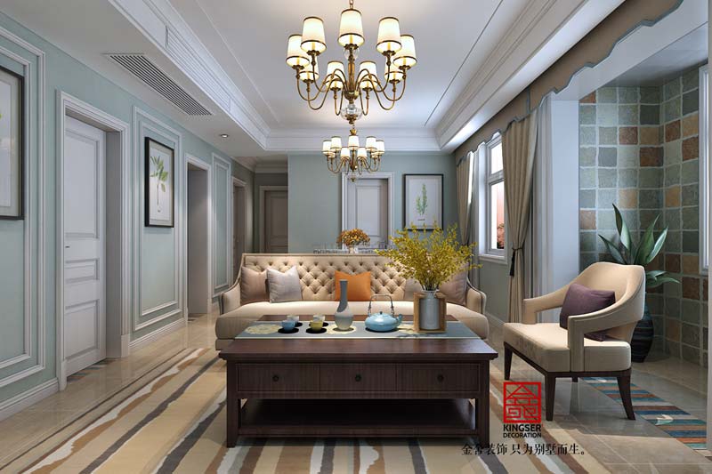 國(guó)賓壹號(hào)108平米清新美式裝修設(shè)計(jì)