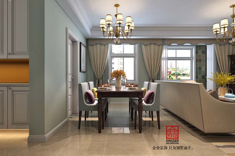 國(guó)賓壹號(hào)108平米清新美式裝修設(shè)計(jì)