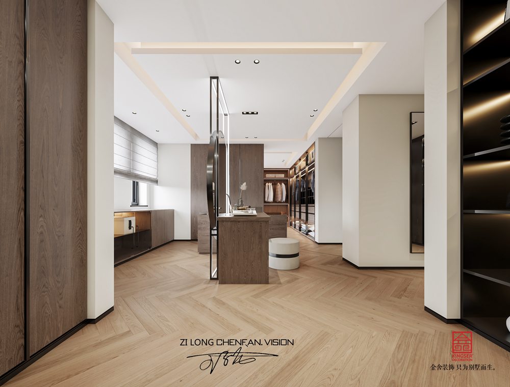 民生合院1200平米后現(xiàn)代風(fēng)格裝修-衣帽間