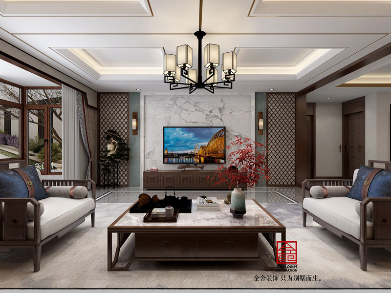 墅洋居禮四室兩廳新中式裝修設(shè)計(jì)