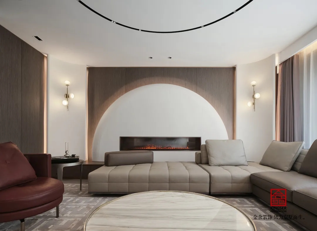 榮盛華府210平米極簡(jiǎn)風(fēng)格實(shí)景裝修-客廳