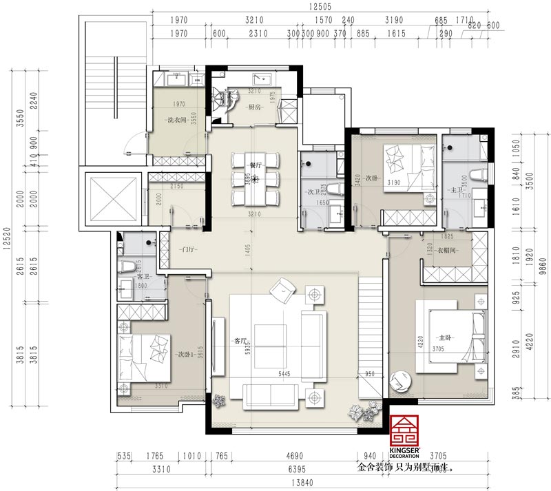 西山林語二期洋房一層平面布置圖