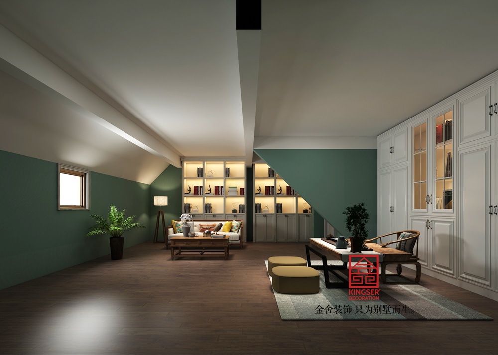 九里晴川144平米現(xiàn)代美式風(fēng)格裝修-書(shū)房