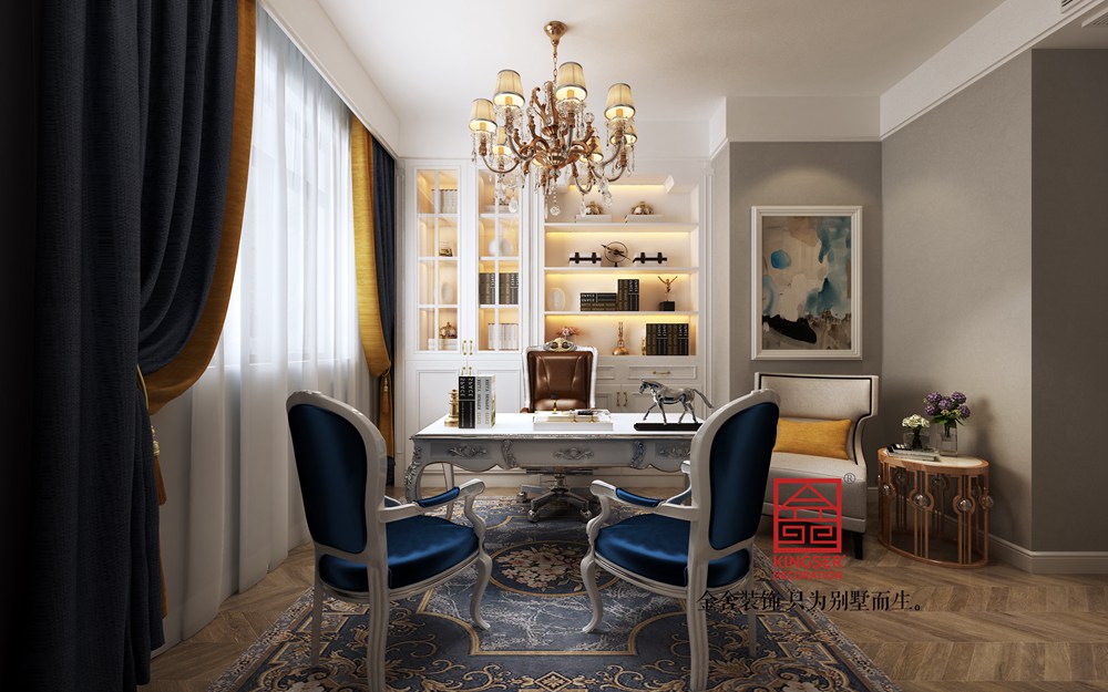 九里晴川142平米簡歐風(fēng)格裝修-書房
