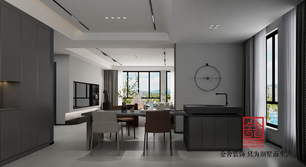 漢王府160平米現(xiàn)代極簡(jiǎn)風(fēng)格裝修-餐廳