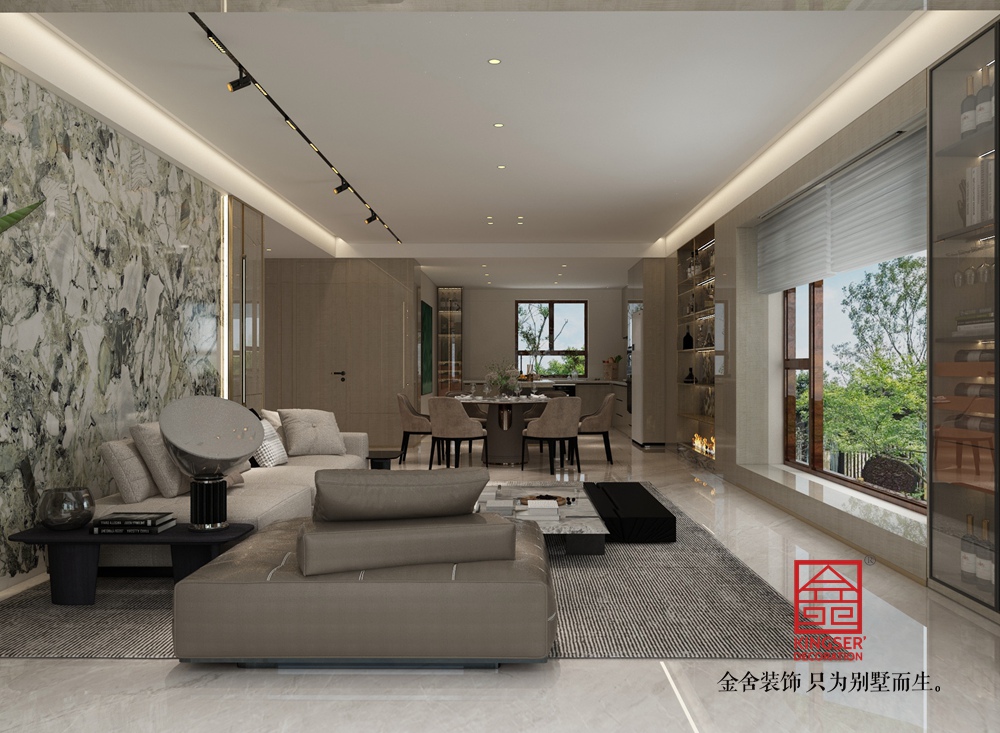 瑞凝府211平米現(xiàn)代簡約風格裝修-客廳