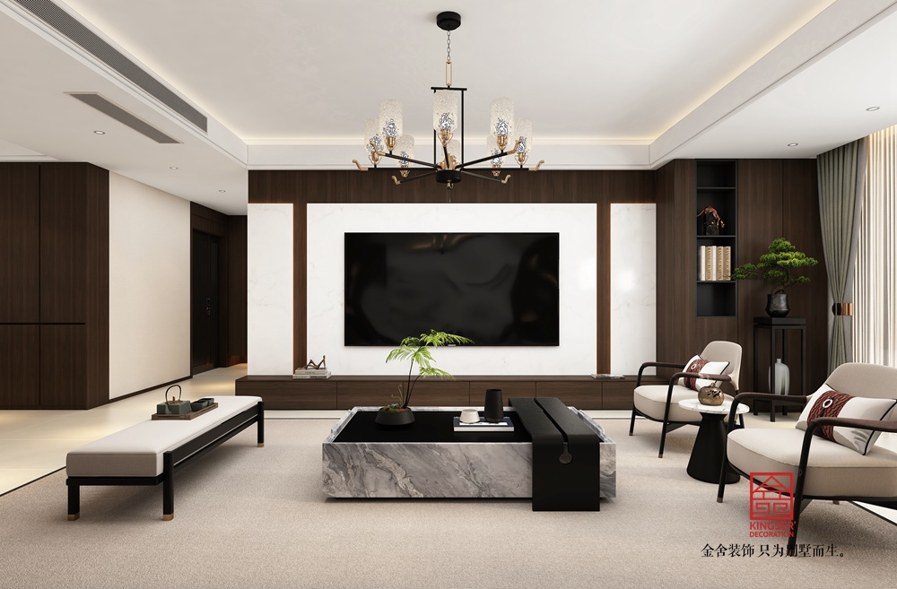 弘石灣192平米新中式風格裝修-客廳