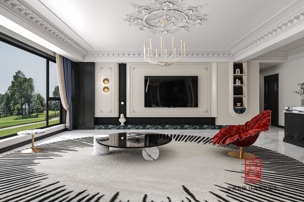 中海峯三號院235平米法式風(fēng)格裝修-客廳