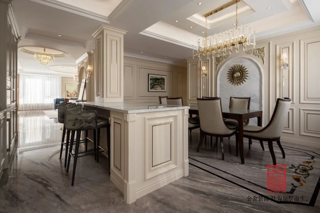 玫瑰灣380㎡頂躍美式風(fēng)格裝修-餐廳