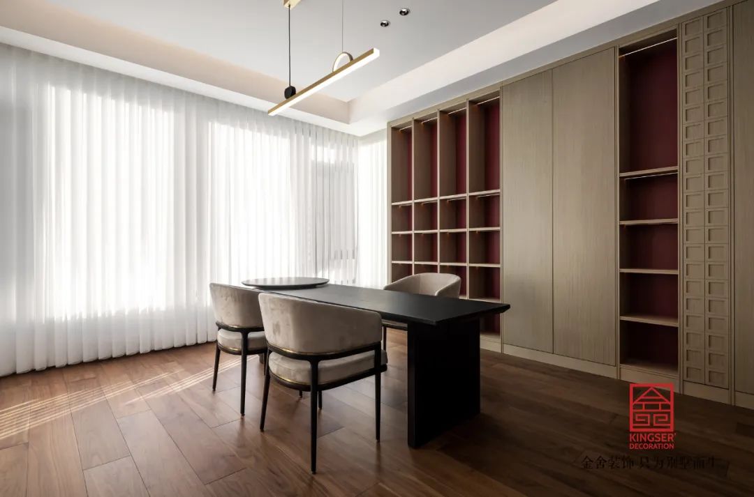 玫瑰灣380㎡頂躍美式風(fēng)格裝修-書房