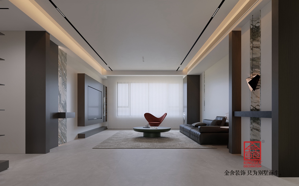 東創(chuàng)鉑悅府134平米意式極簡風(fēng)格裝修-客廳