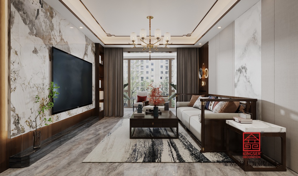 東方觀邸135平米中式裝修-客廳