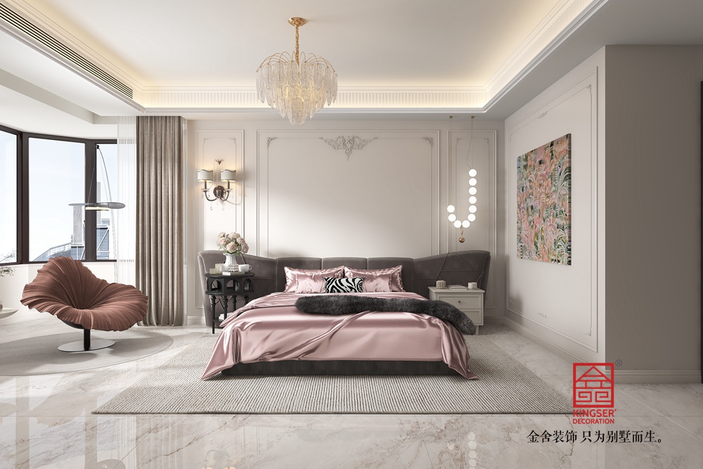 榮盛華府205平米香奈兒風(fēng)格裝修-臥室
