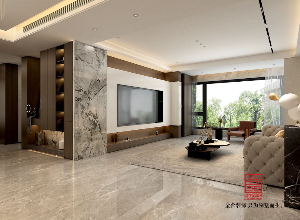 瑞凝府185平米現(xiàn)代輕奢風(fēng)格裝修-客廳