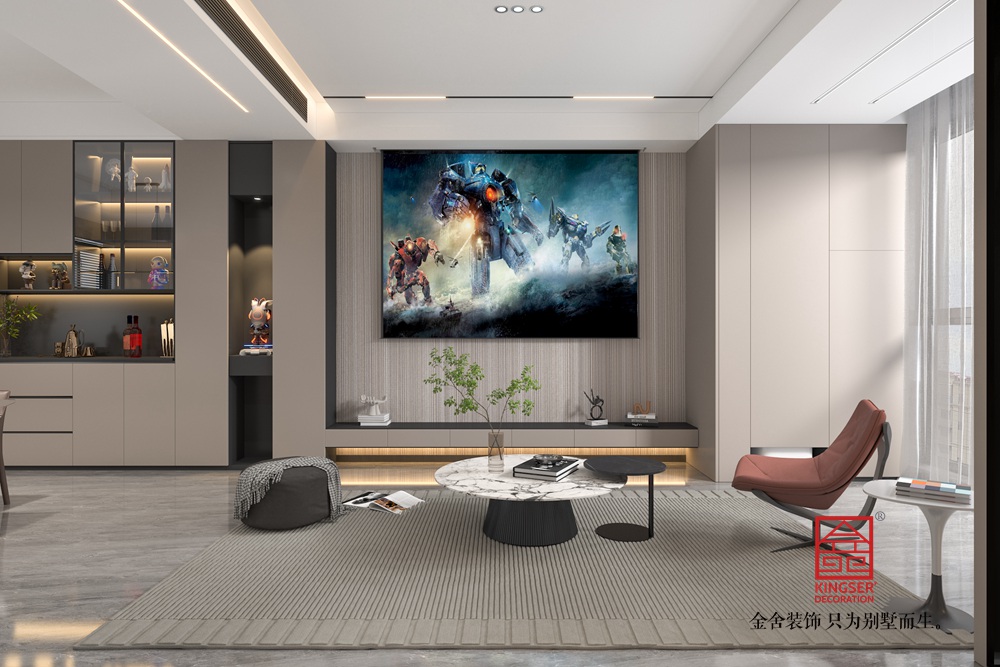 時(shí)代中心121平米現(xiàn)代簡(jiǎn)約裝修-客廳