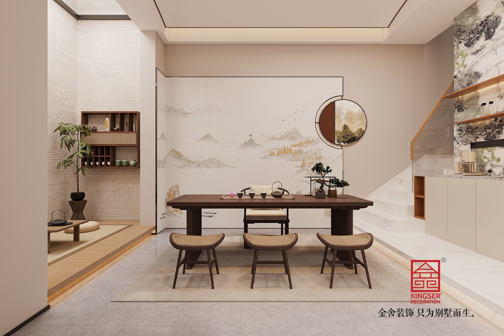 金地閱峯260平米下躍現(xiàn)代輕奢風(fēng)格裝修-茶室