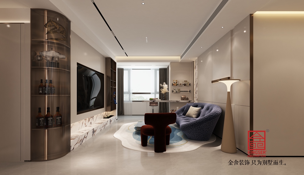 東南智匯城132平米現(xiàn)代輕奢風(fēng)格裝修-客廳